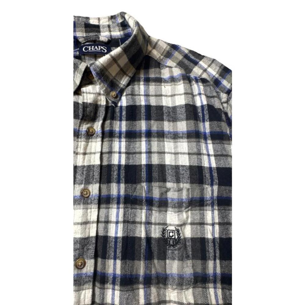 Chaps Men's Flannel Button Up Shirt Plaid Long Sleeve Size Large